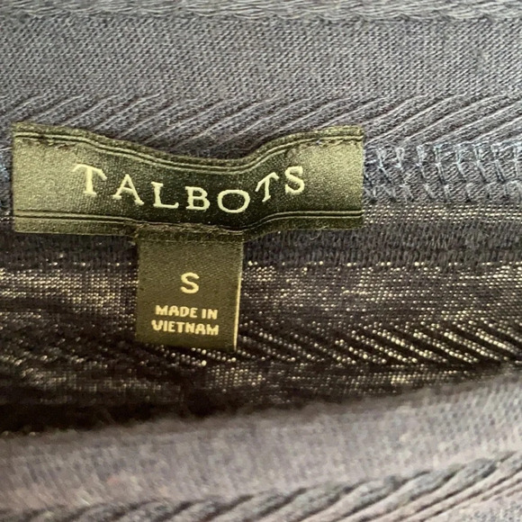Talbots Navy Blouse Knit Top Square Neck Three Quarter Sleeves Spring Size Small - Picture 2 of 6